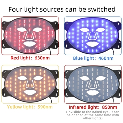 قناع للوجه ذو سيلكون LED المحمول العناية بالبشرة 4 ملونات إزالة التجاعيد للعنق / الحلق